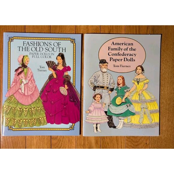 Tom Tierney 1980s Old South American Confederacy Full Color Paper Doll Books Set - Picture 1 of 2